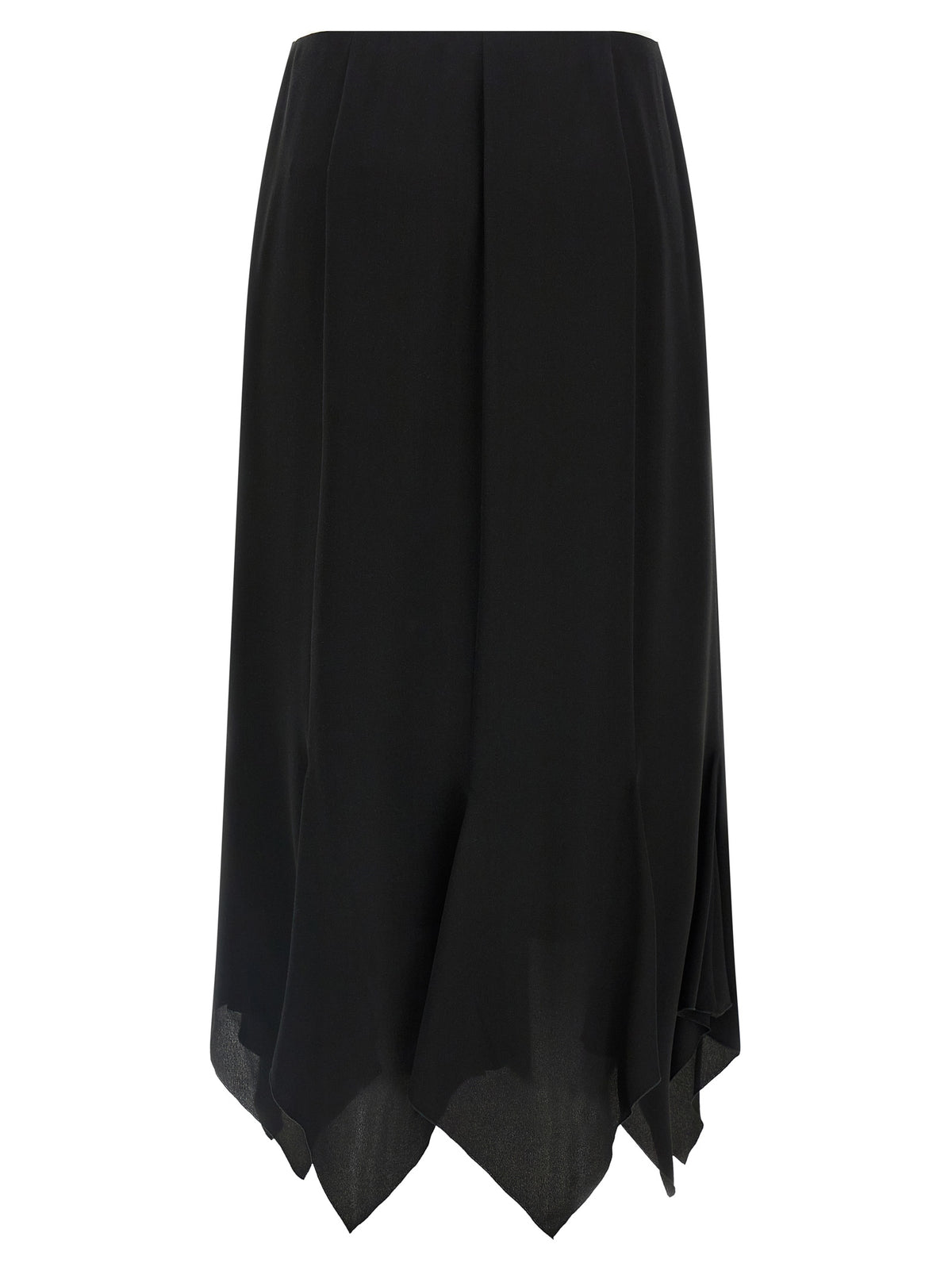 Falda Midi Negra De Seda Valentino Garavani - Drapeado Natural