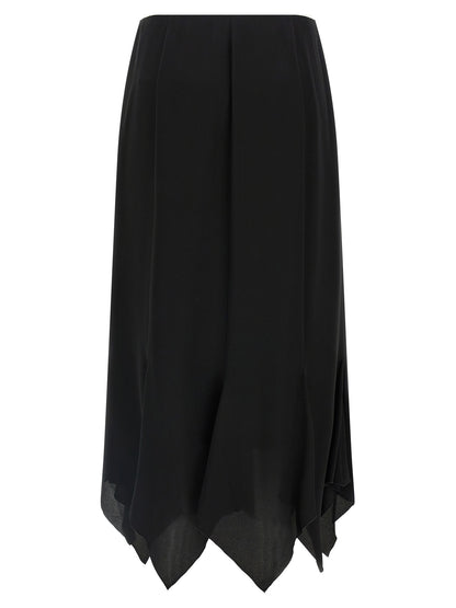 Falda Midi Negra De Seda Valentino Garavani - Drapeado Natural