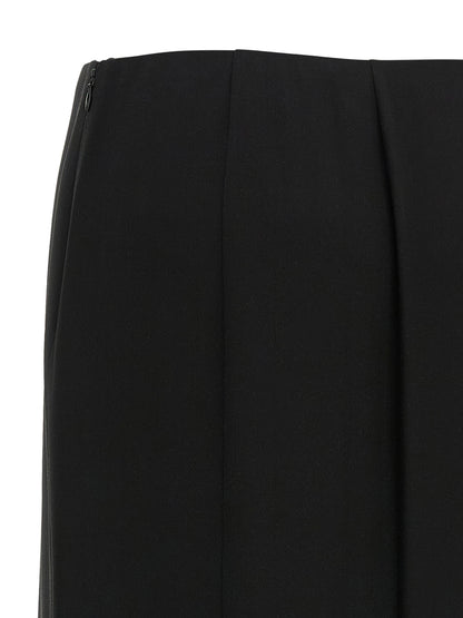 Falda Midi Negra De Seda Valentino Garavani - Drapeado Natural