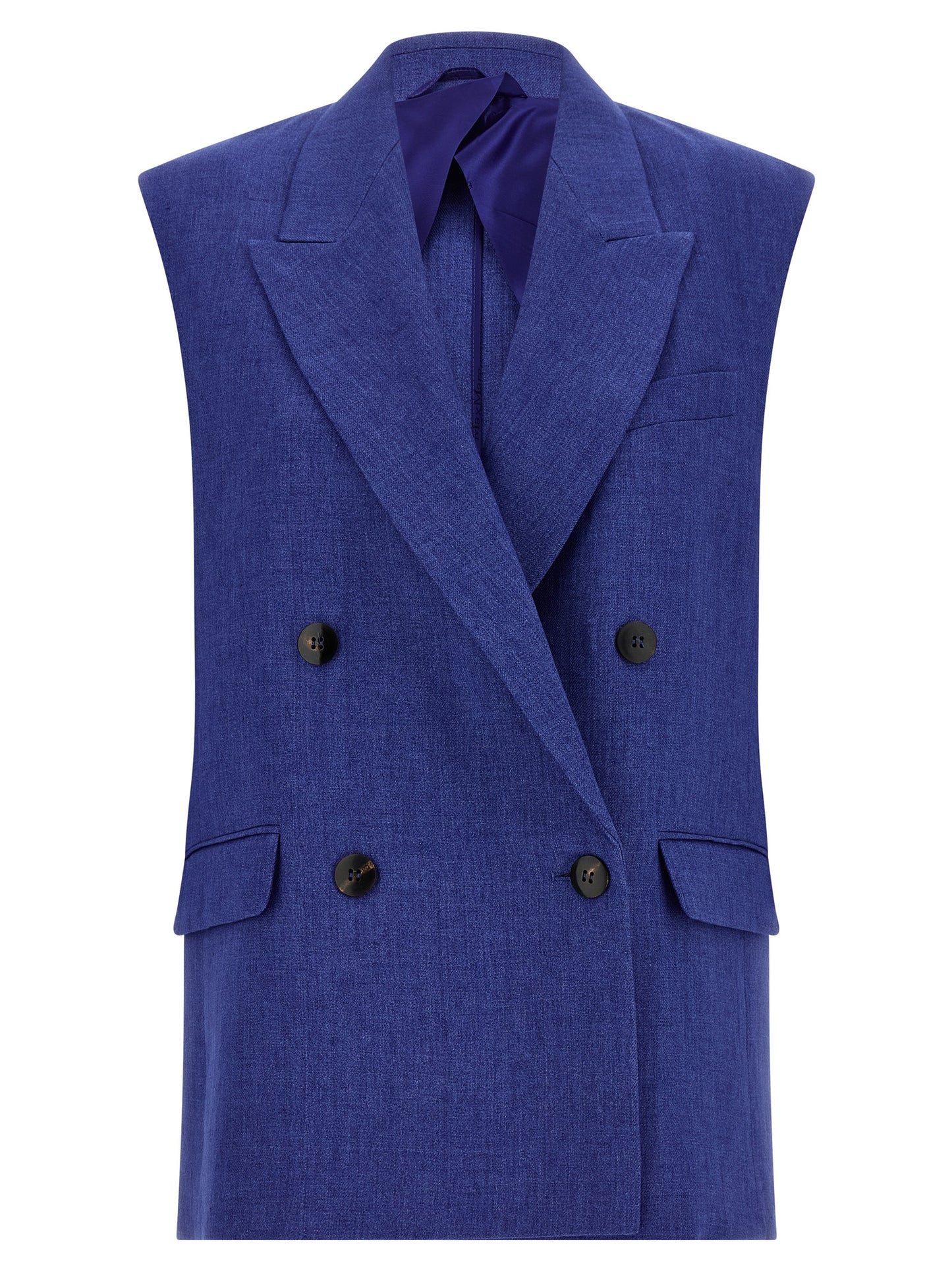 Veste sans manches en lin bleu Max Mara