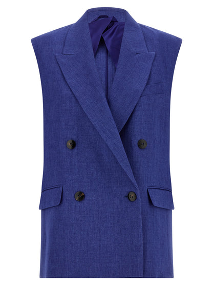 Veste sans manches en lin bleu Max Mara