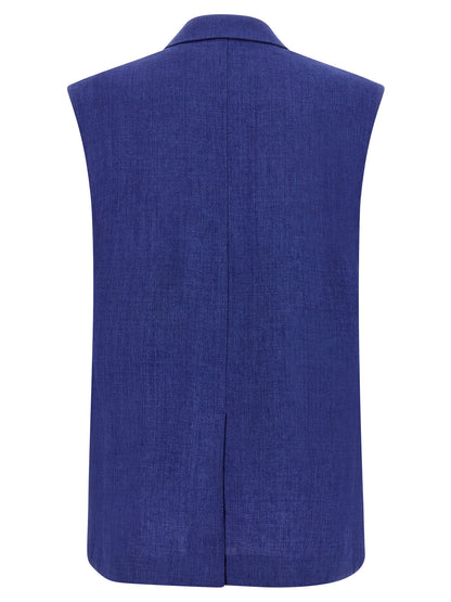 Veste sans manches en lin bleu Max Mara