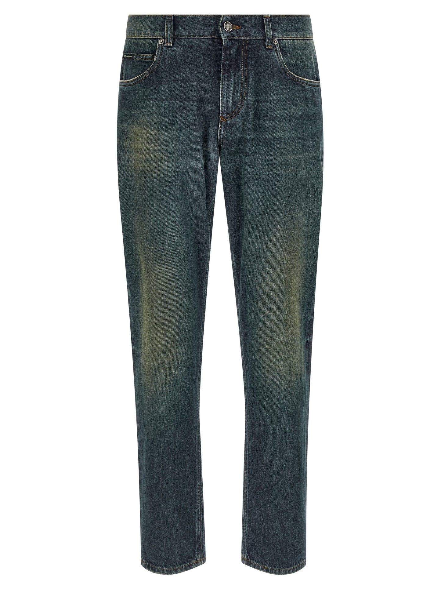 Dolce & Gabbana Blue Cotton Straight Leg Jeans