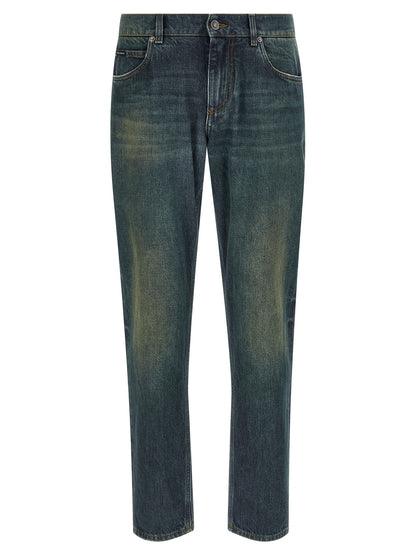 Dolce & Gabbana Blue Cotton Straight Leg Jeans