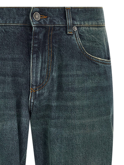 Dolce & Gabbana Blue Cotton Straight Leg Jeans