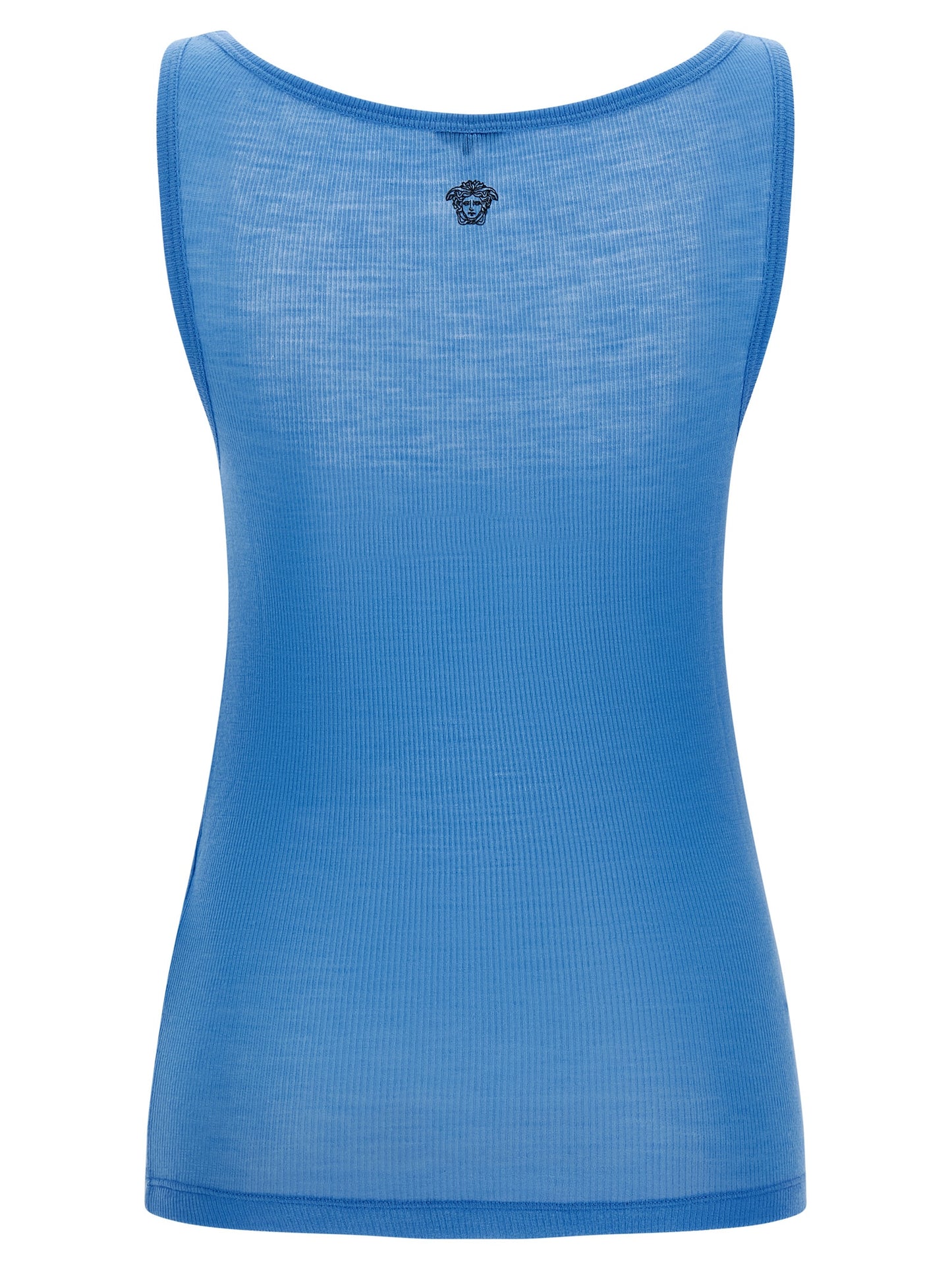 Camisetas sin mangas Versace de lana virgen azul