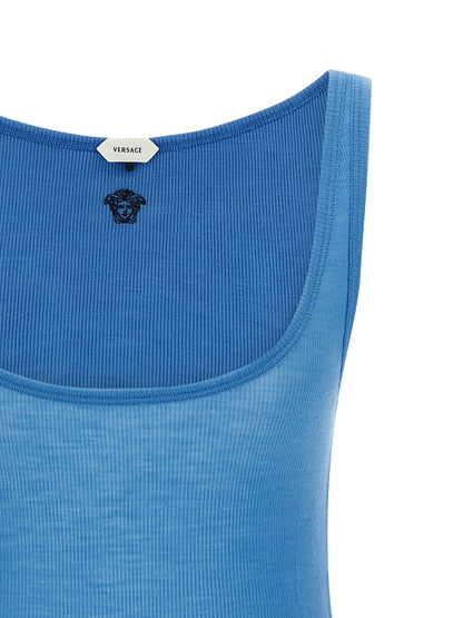 Camisetas sin mangas Versace de lana virgen azul