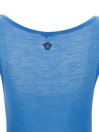 Camisetas sin mangas Versace de lana virgen azul
