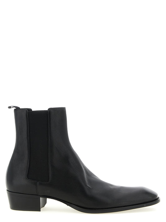 Botines Chelsea Saint Laurent de piel de becerro negra