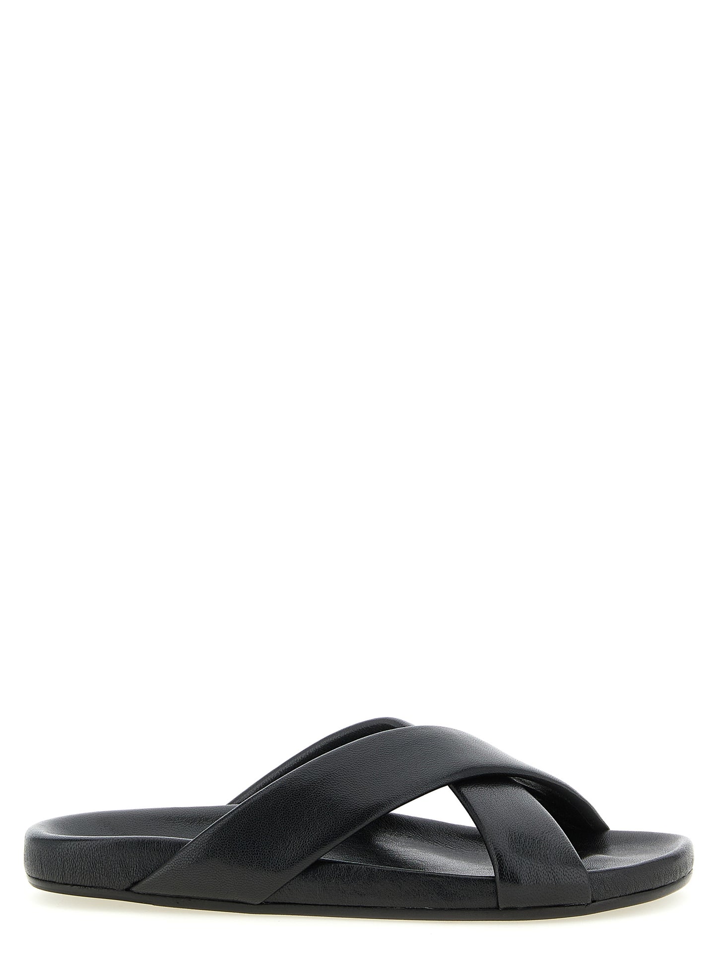 Chanclas Saint Laurent de piel de cordero negra