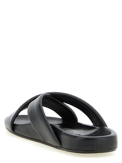 Chanclas Saint Laurent de piel de cordero negra