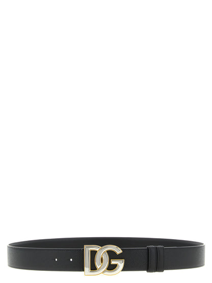 Ceinture Regular en Cuir de Veau Noir Dolce & Gabbana