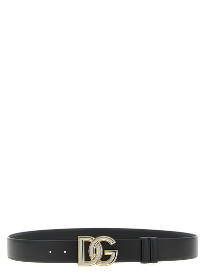 Ceinture Regular en Cuir de Veau Noir Dolce & Gabbana