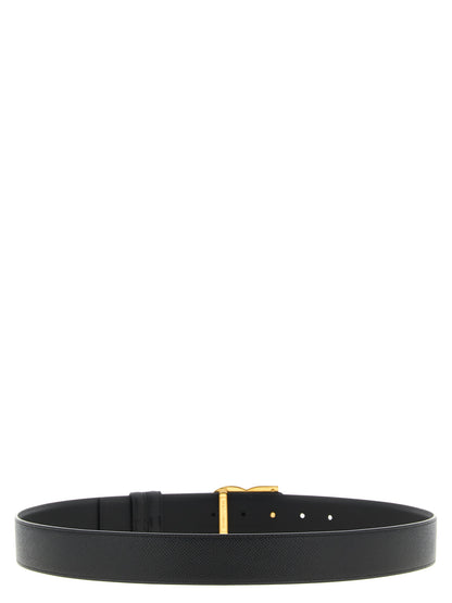 Ceinture Regular en Cuir de Veau Noir Dolce & Gabbana