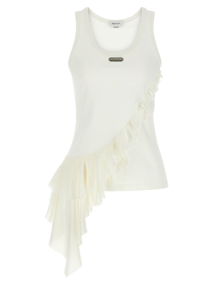 Camisetas sin mangas de algodón blancas de Alexander McQueen