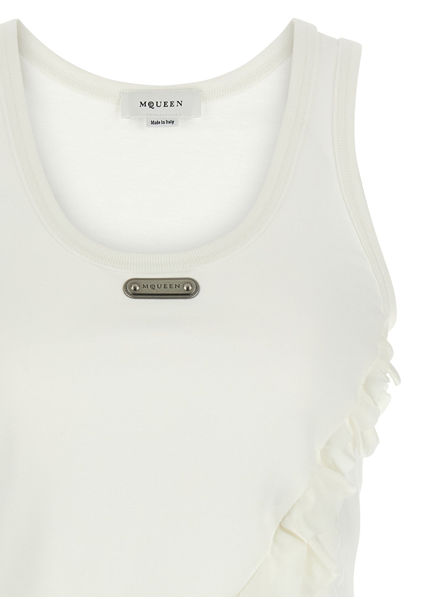 Camisetas sin mangas de algodón blancas de Alexander McQueen