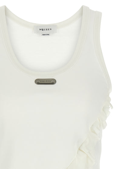 Camisetas sin mangas de algodón blancas de Alexander McQueen