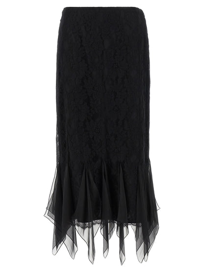Falda midi Valentino Garavani de algodón negro