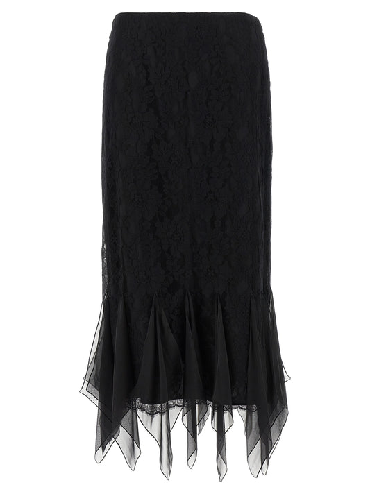 Falda midi Valentino Garavani de algodón negro