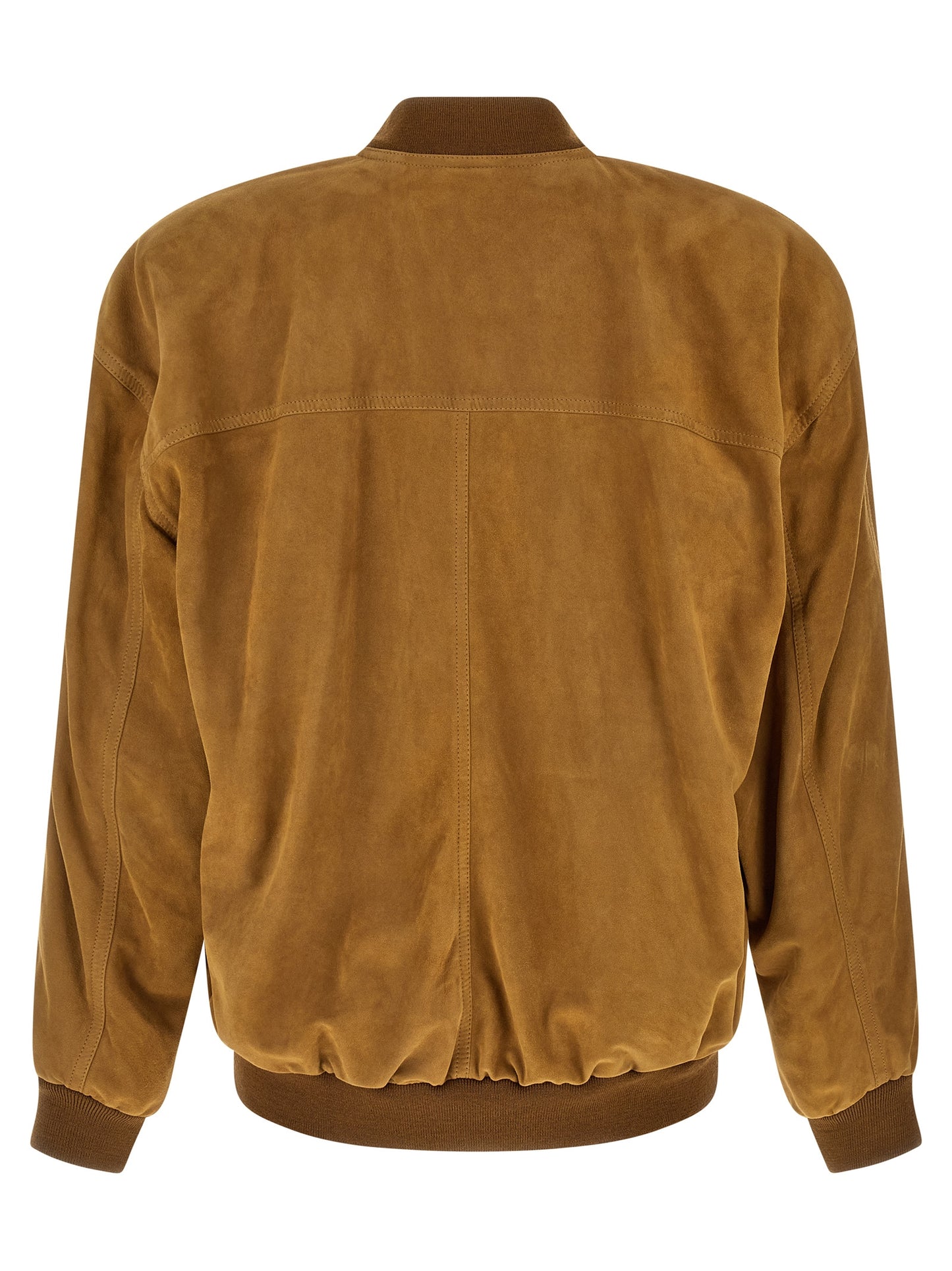 Chaqueta de cuero Saint Laurent de piel de cordero marrón