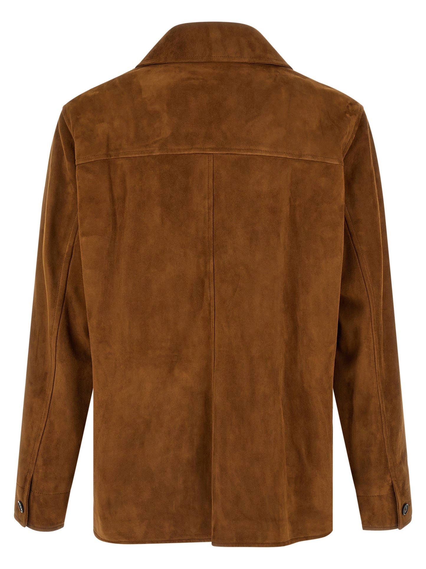 Chaqueta de cuero Saint Laurent de piel de cordero marrón