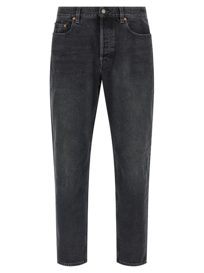 Jean Saint Laurent noir en coton à coupe droite