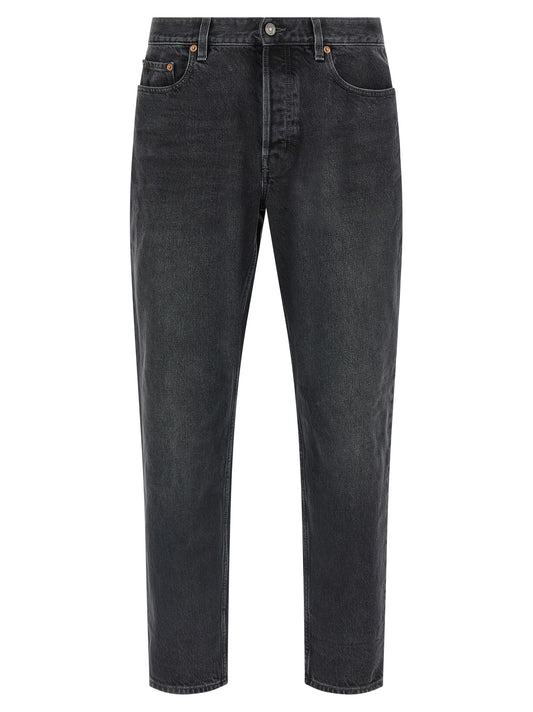 Vaqueros Saint Laurent negros de algodón de pernera recta
