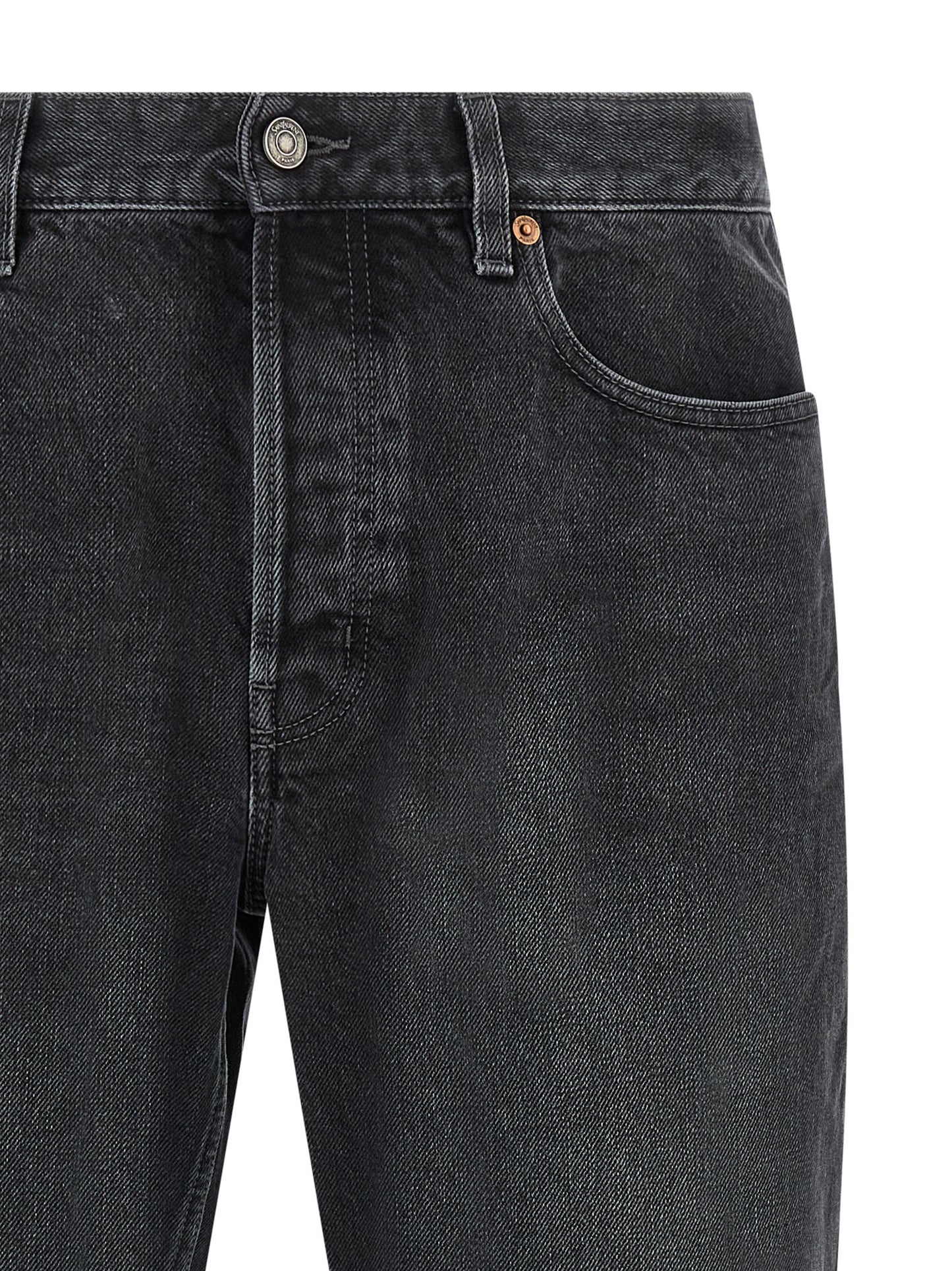 Jean Saint Laurent noir en coton à coupe droite