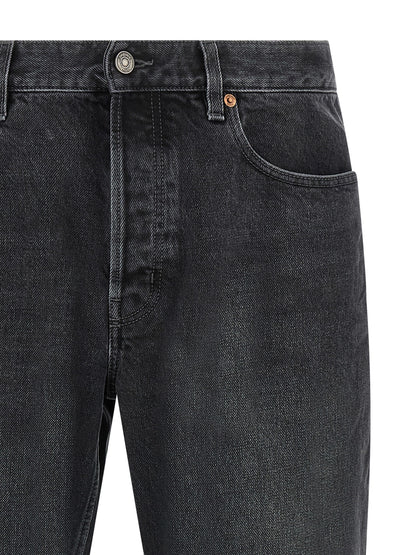 Jean Saint Laurent noir en coton à coupe droite