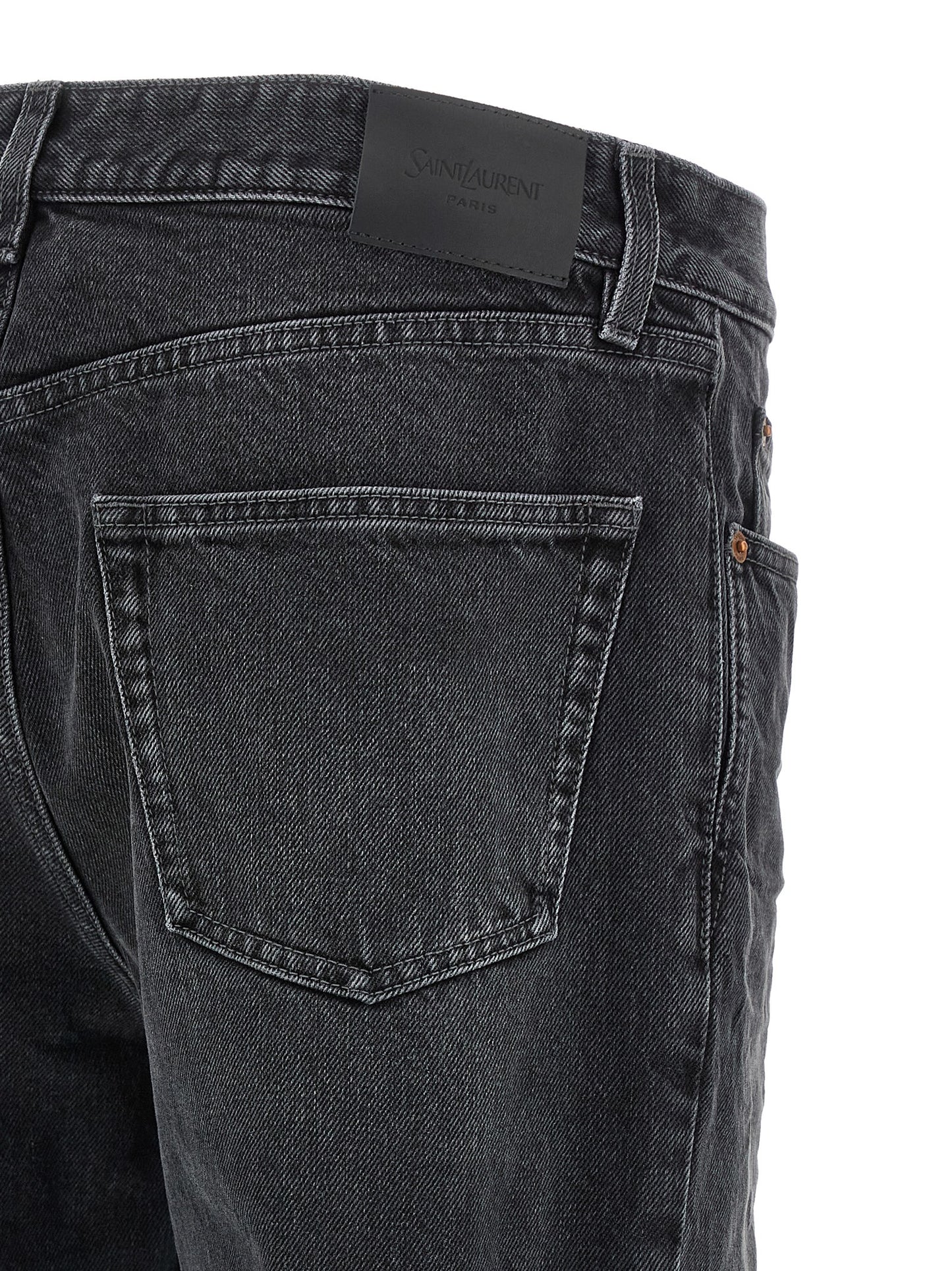 Jean Saint Laurent noir en coton à coupe droite