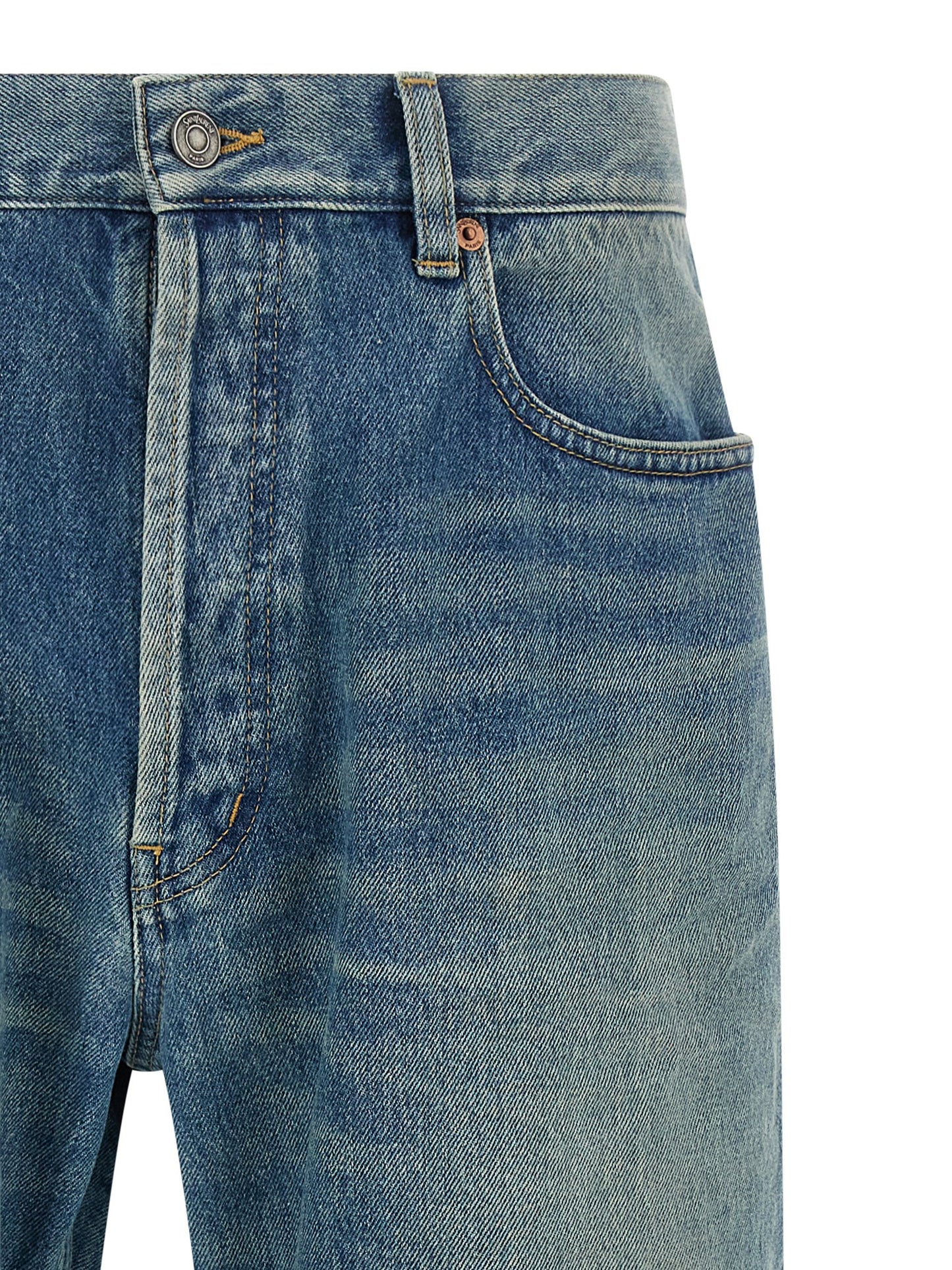 Jeans droit en coton bleu Saint Laurent