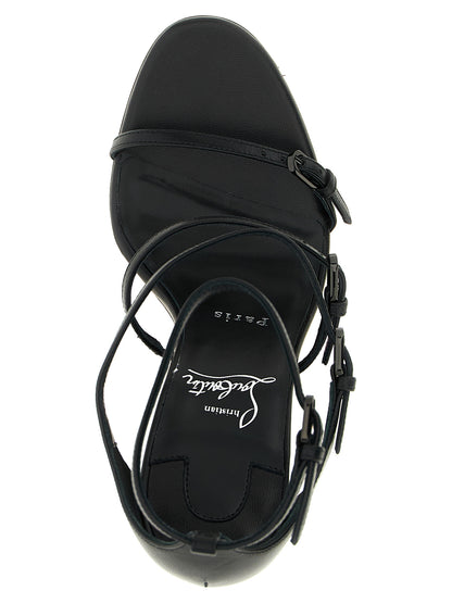 Christian Louboutin Black Goatskin Stiletto Heel Sandals