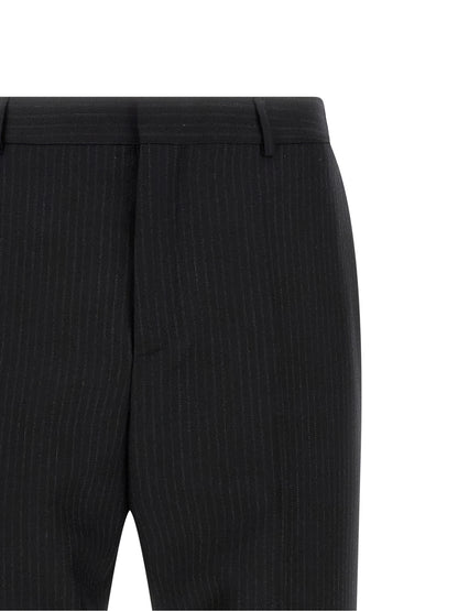 Pantalones de vestir de lana negros Saint Laurent