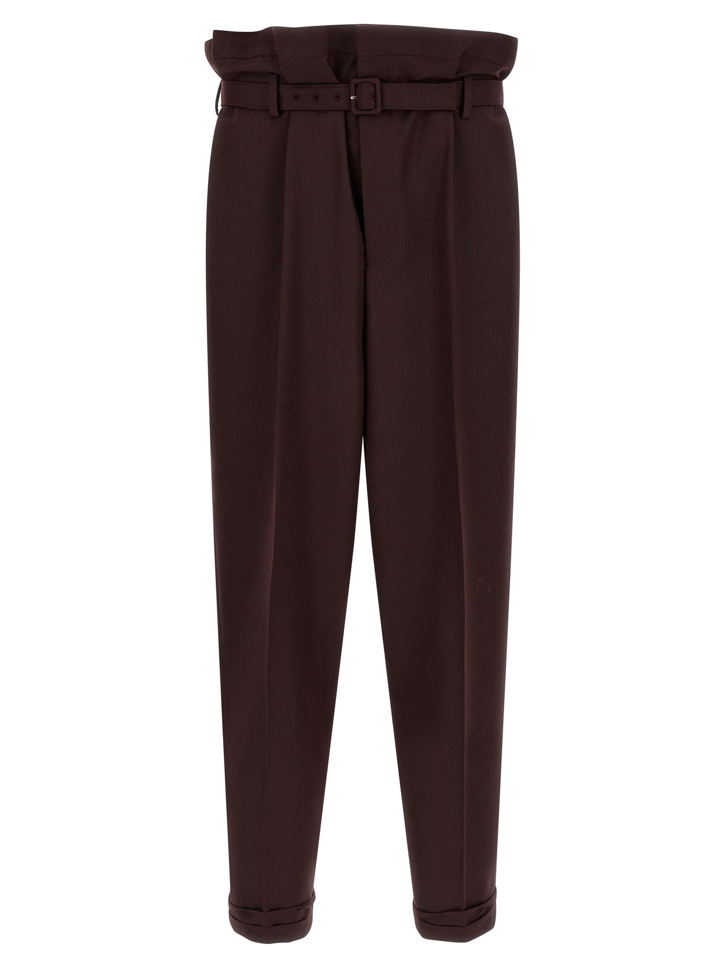 Pantalones informales de lana morados Saint Laurent