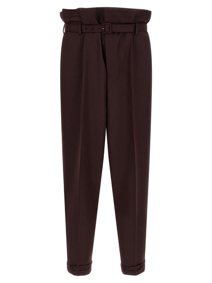 Pantalones informales de lana morados Saint Laurent