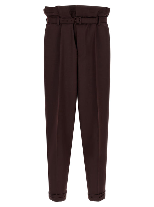 Pantalones informales de lana morados Saint Laurent