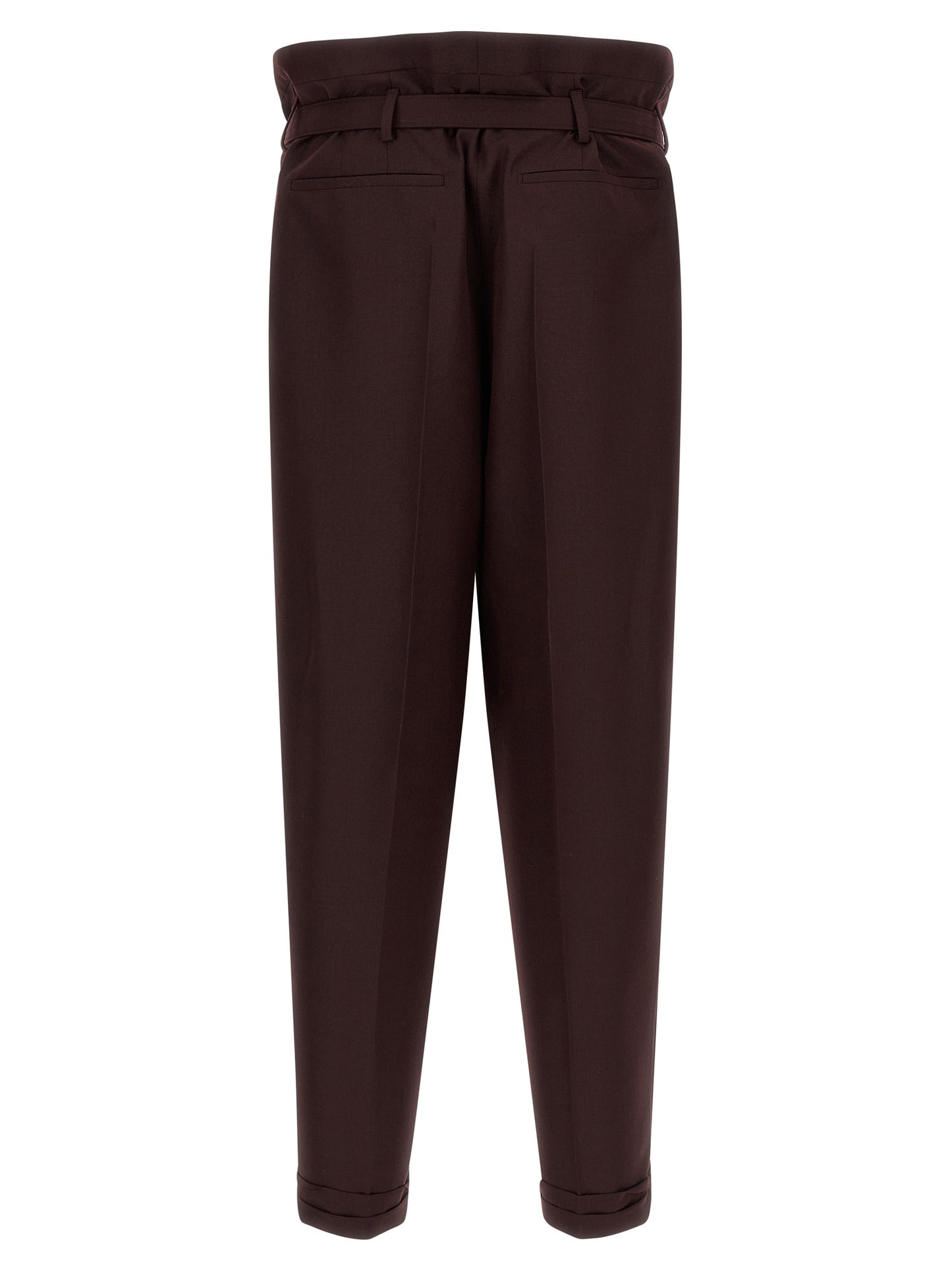 Pantalones informales de lana morados Saint Laurent
