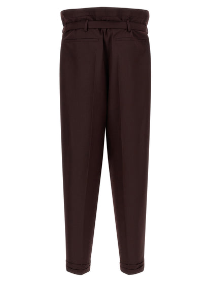 Pantalones informales de lana morados Saint Laurent