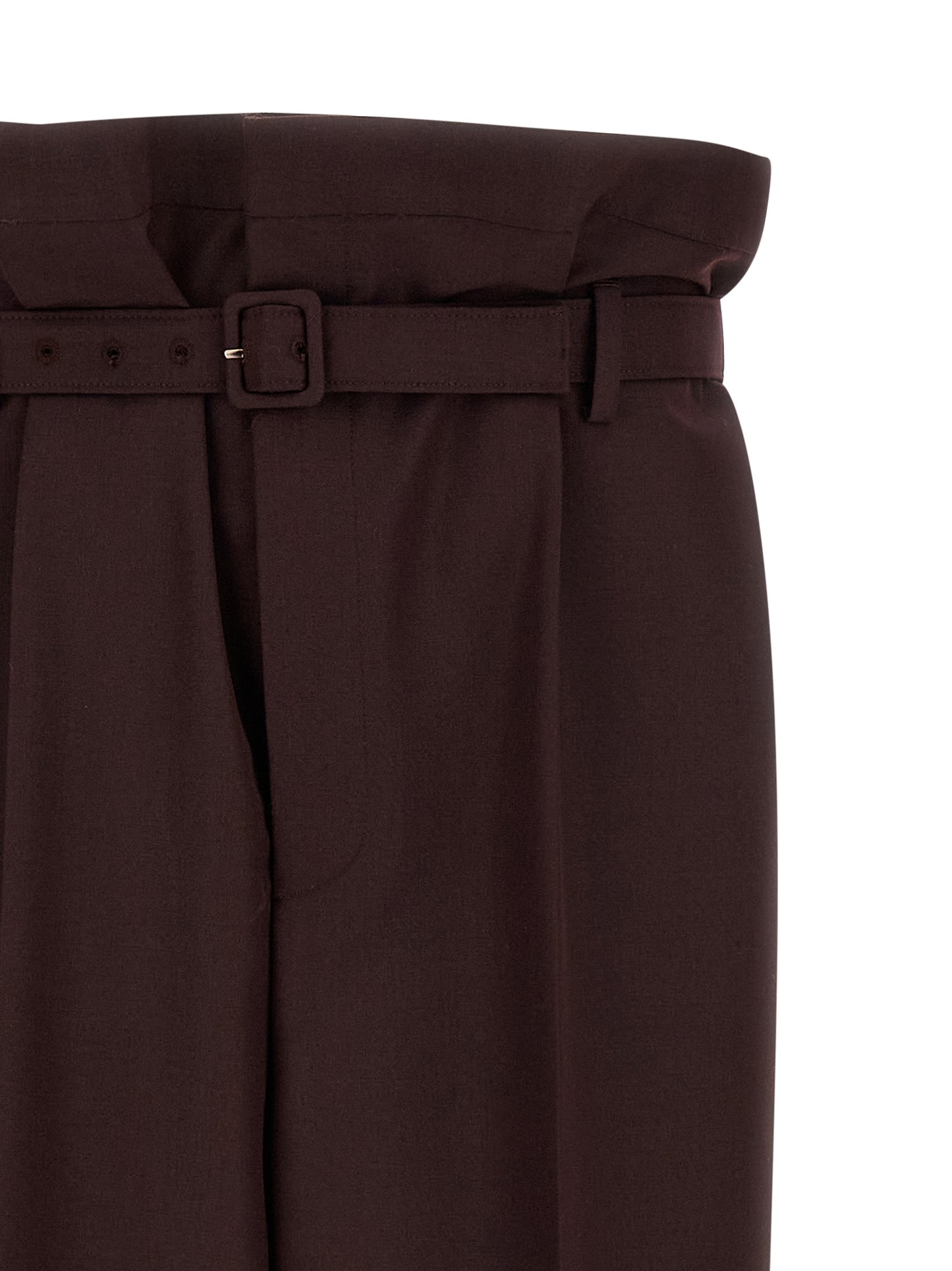 Pantalones informales de lana morados Saint Laurent