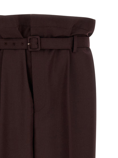 Pantalones informales de lana morados Saint Laurent