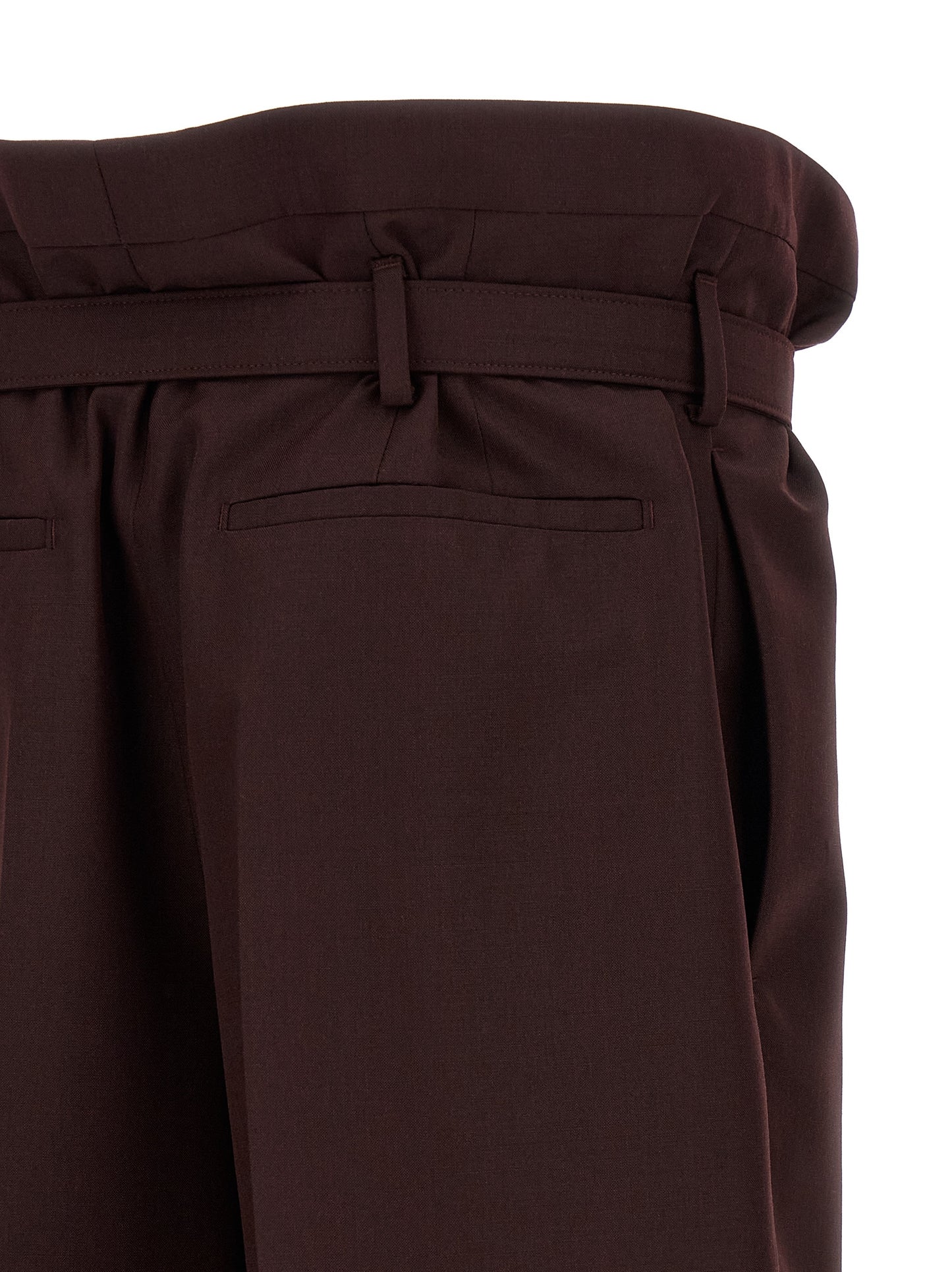 Pantalones informales de lana morados Saint Laurent