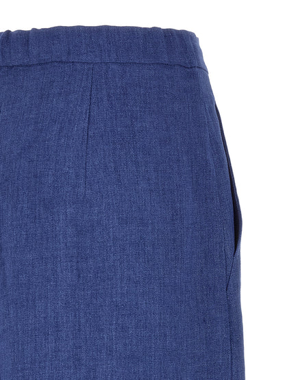 Pantalones casuales de lino azules de Max Mara