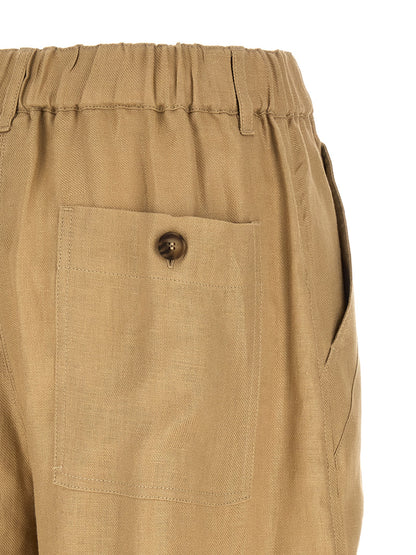Pantalones cargo de lino color beige Max Mara