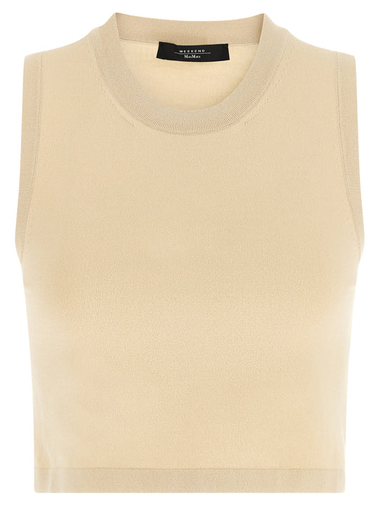 Camiseta sin mangas de viscosa beige Max Mara