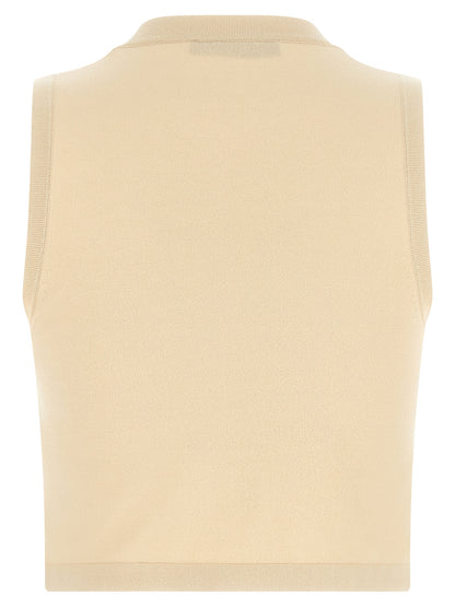 Camiseta sin mangas de viscosa beige Max Mara