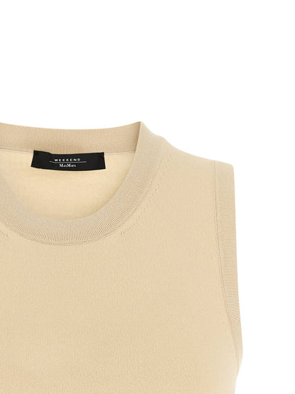Camiseta sin mangas de viscosa beige Max Mara