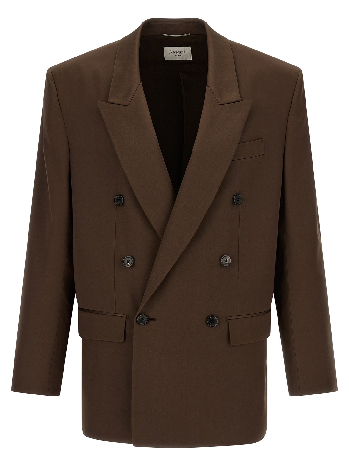 Blazer de seda marrón Saint Laurent