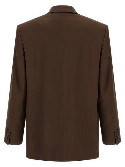 Blazer de seda marrón Saint Laurent