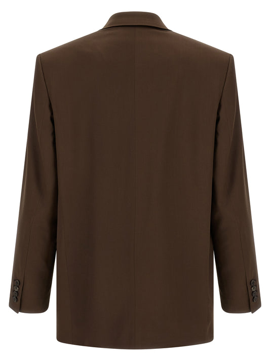 Blazer de seda marrón Saint Laurent