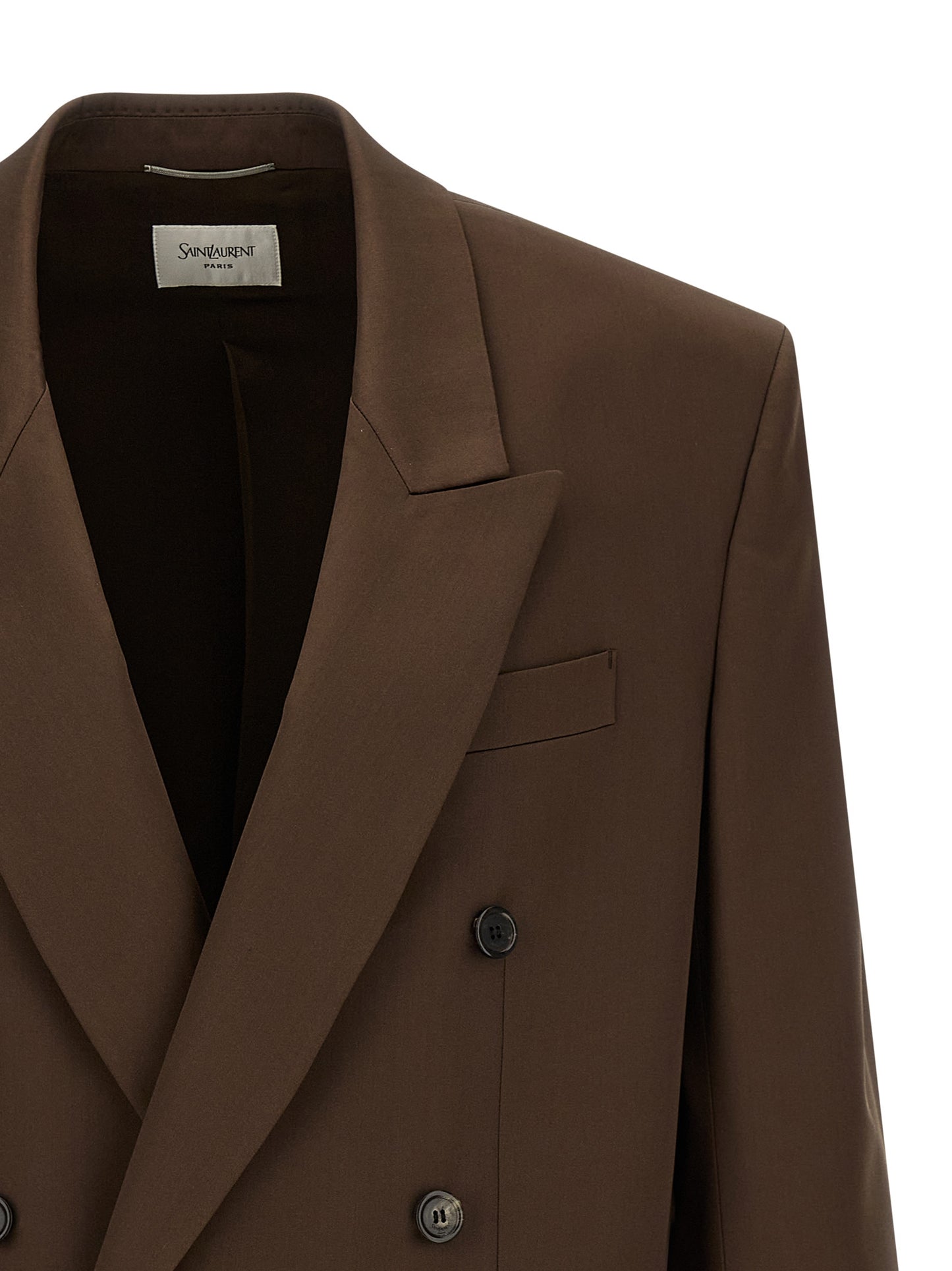 Blazer de seda marrón Saint Laurent